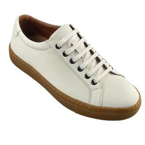 Threads & Beans White Leather Low-Top Sneakers With Gum Sole Casual Mens Shoes